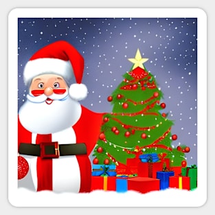 Santa and Christmas Tree Sticker